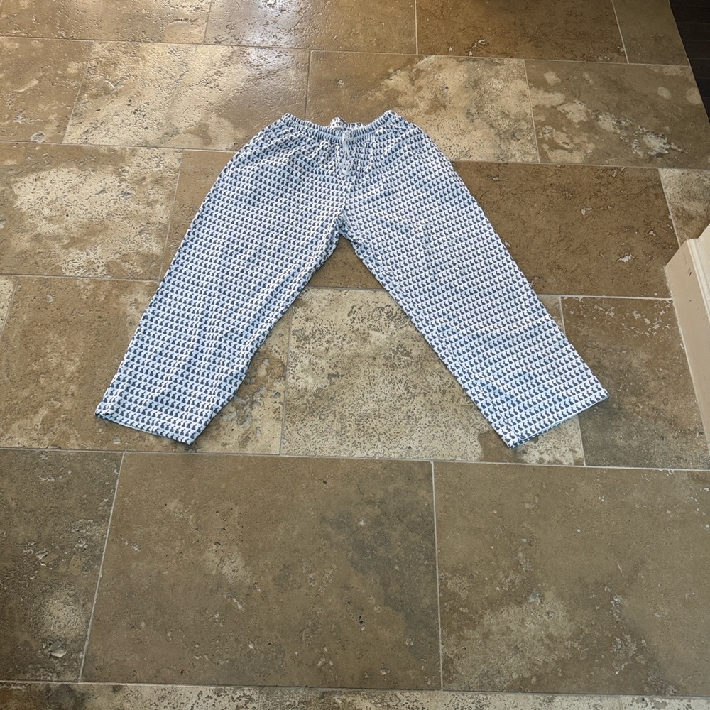 Lila and Hayes- Blue and White Pajama pants with blue bunnies-